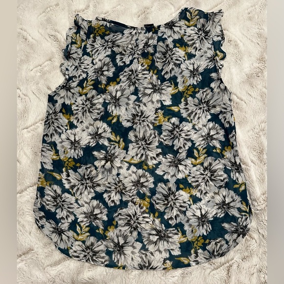Ann Taylor Floral Ruffle Sleeve Blouse - Picture 5 of 7